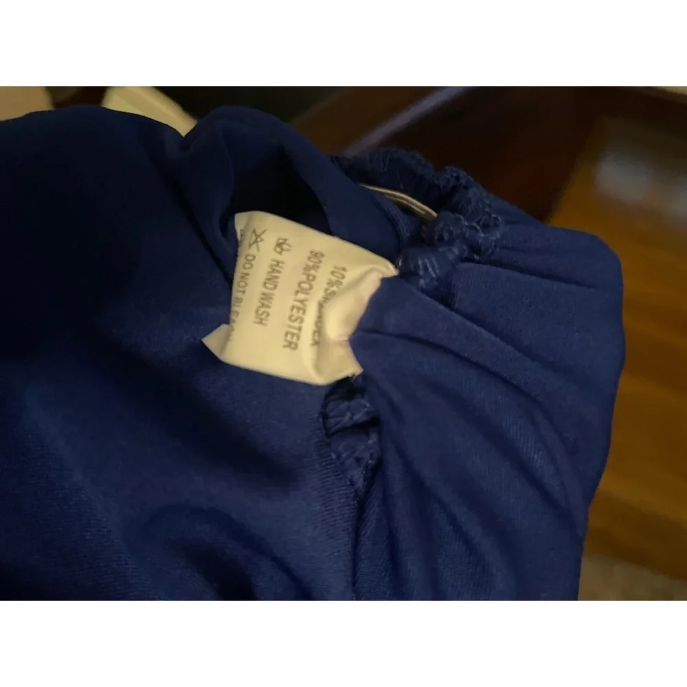 Blue Ruched Spaghetti Knee-Length Dress Size Medium - Picture 4 of 4